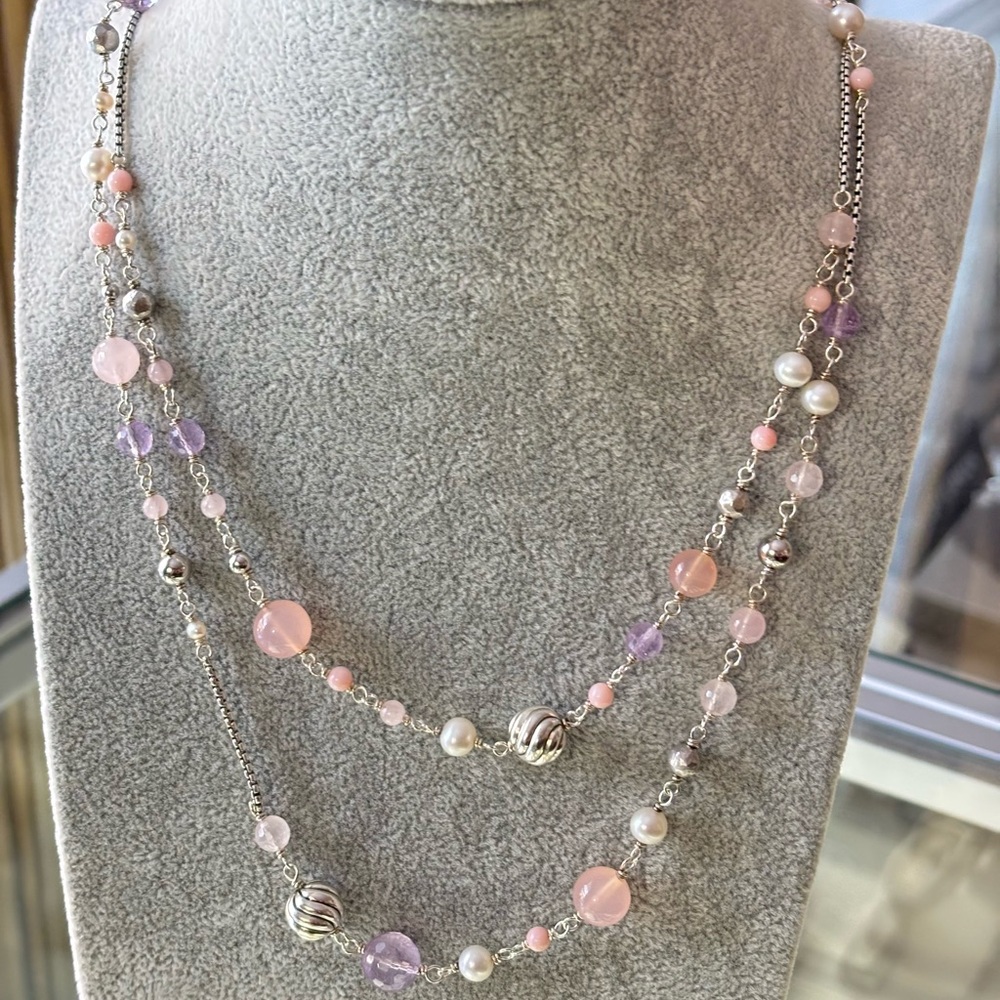 David Yurman Multi-Stone Bijoux Quatrefoil Toggle Necklace 49"